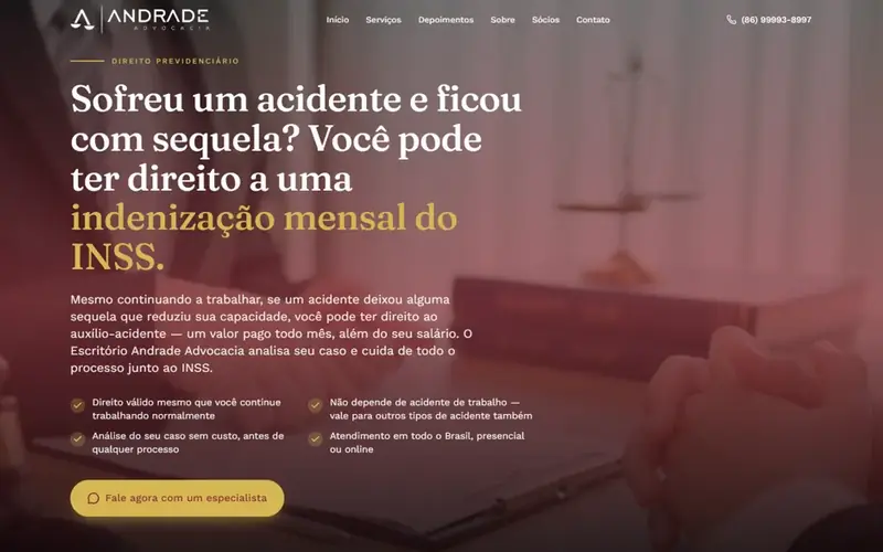 Preview do site Andrade Advocacia